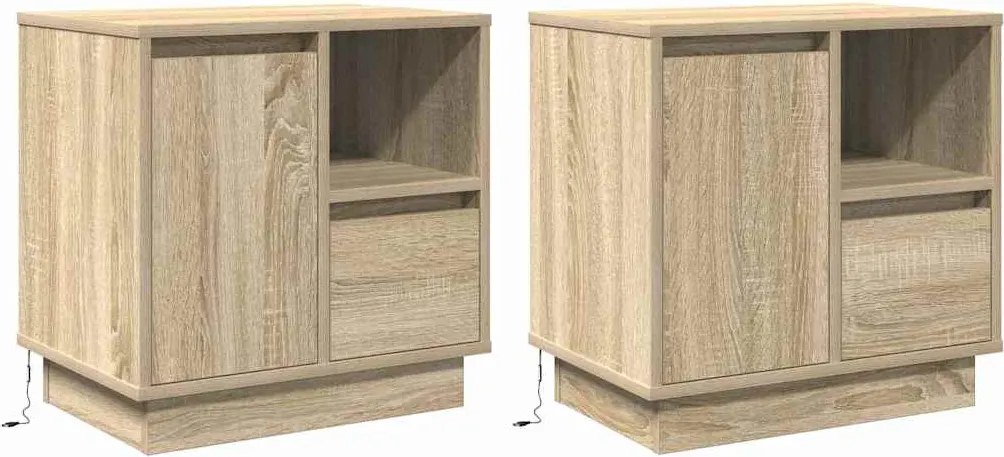 vidaXL Éjjeliszekrény 2 pcs Sonoma tölgy 50 x 34,5 x 50 cm Faanyag