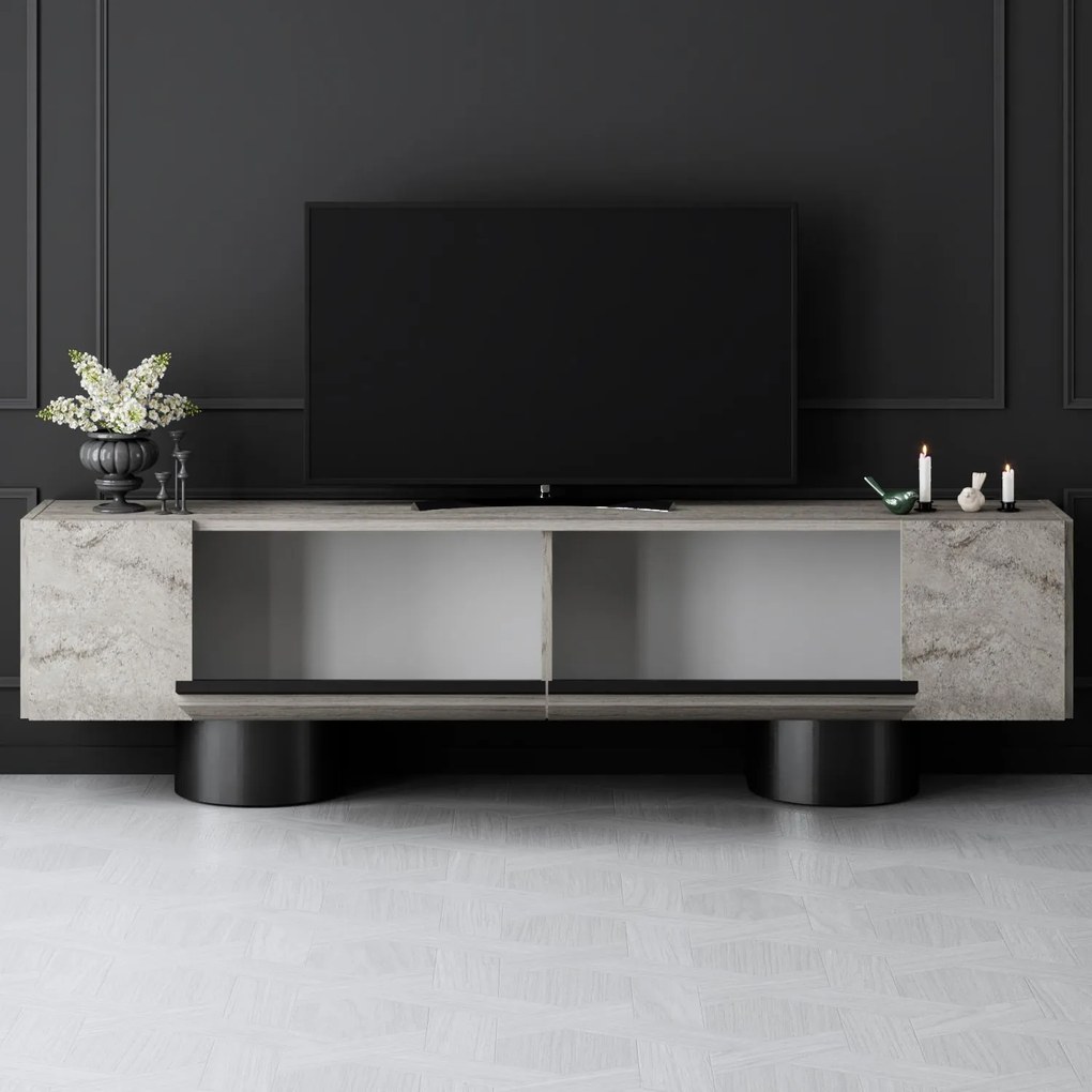 TV szekrény Bohem - Travertine, Black