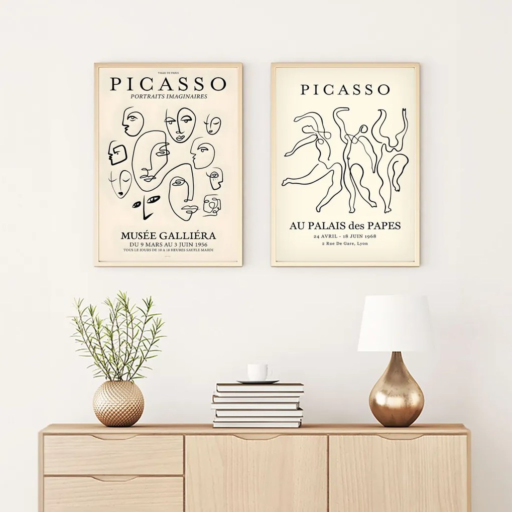 Huhu285 keretezett MDF falikép, 50 x 70 cm, 2 db-os szett