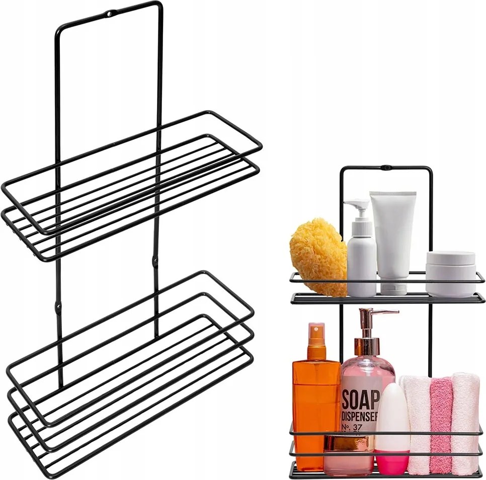 Fekete Konyhai Polc Kombinált Drót Téglalap Alakú Akasztós Modern