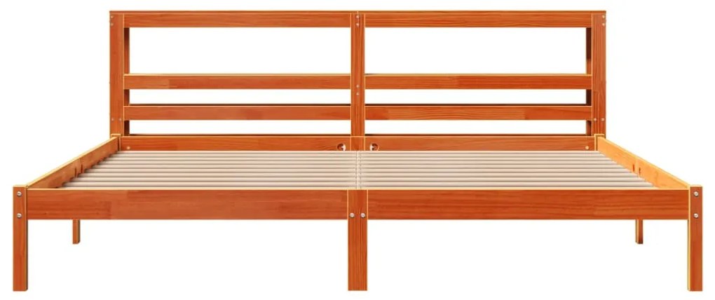 vidaXL viaszbarna tömör fenyőfa ágykeret fejtámlával 180 x 200 cm