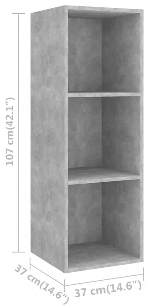 betonszürke szerelt fa falra szerelhető TV-szekrény 37x37x107cm
