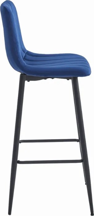 Kék bárszék POZZA VELVET fekete lábakkal