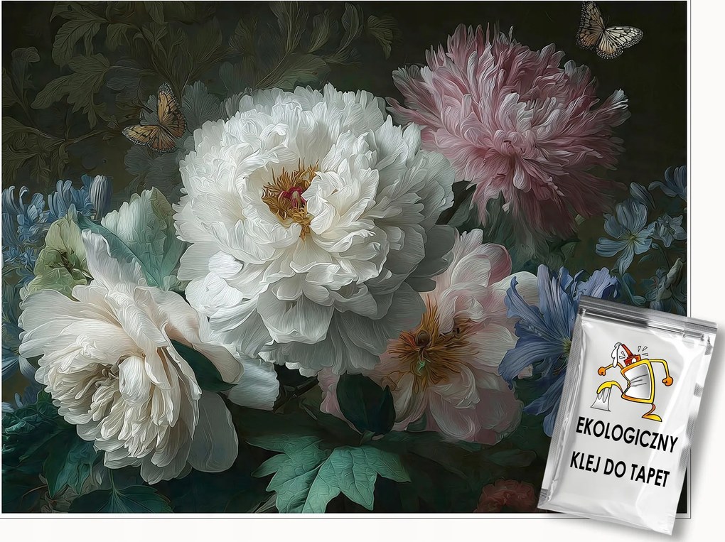 Fotótapéta Virágok Bazsarózsa Fekete Háttér Falra Hálószoba Nappali 200x140