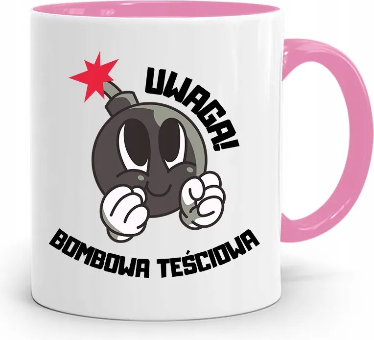 Rózsaszín Bögre Anyósnak Anyós Bomba Figyelem fényképes nyomtatással