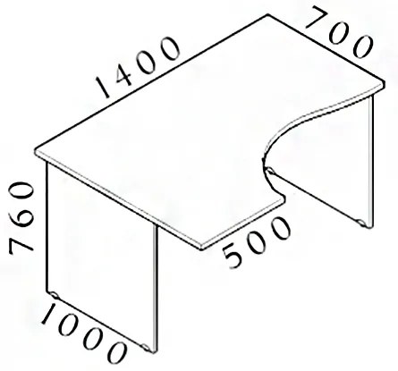 Visio ergonomikus asztal 140 x 100 cm, bal, dió