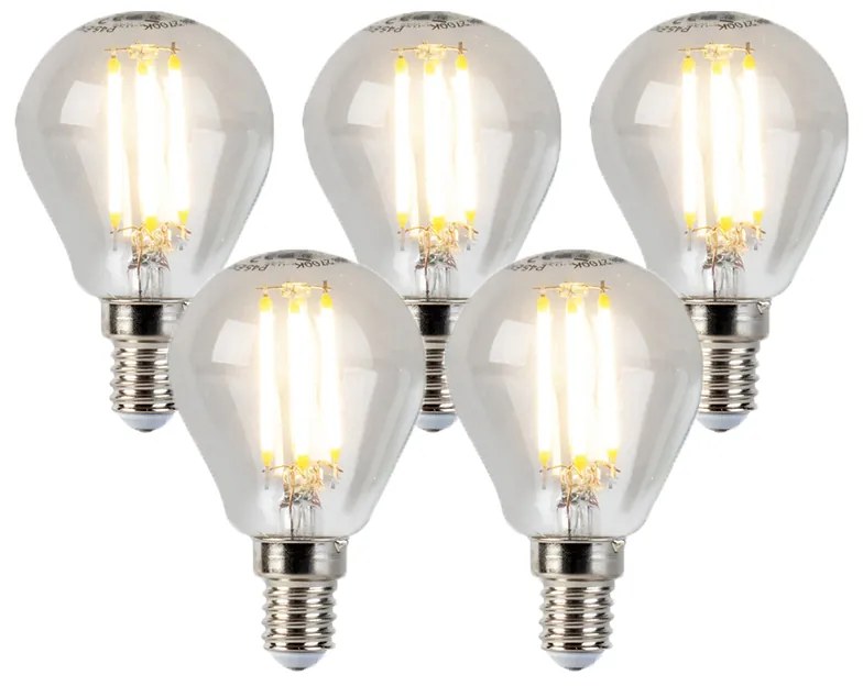 5 db E14-es szabályozható LED gömbizzó készlet P45 5W 470lm 2700K