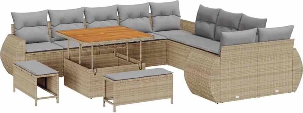 vidaXL Kerti Kanapé Szett párnával 13 pcs bézs és világosszürke