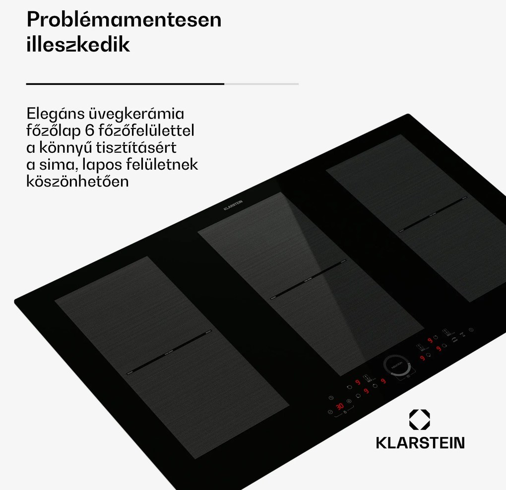 Klarstein Delicatessa 90 Full Flex beépített indukciós főzőlap 6 zóna 10 500 W önellátó