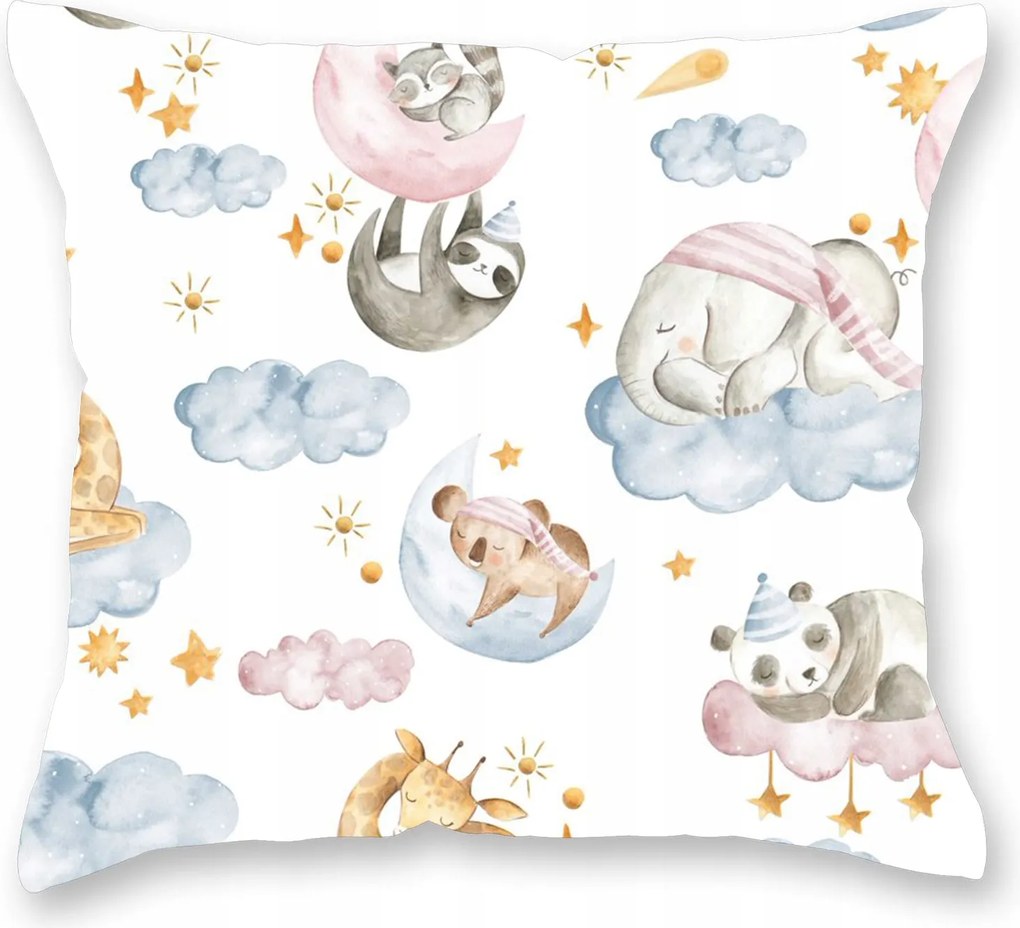 Jancsi párnahuzat 40X40 pamut fehér felhők gyerek állatkák