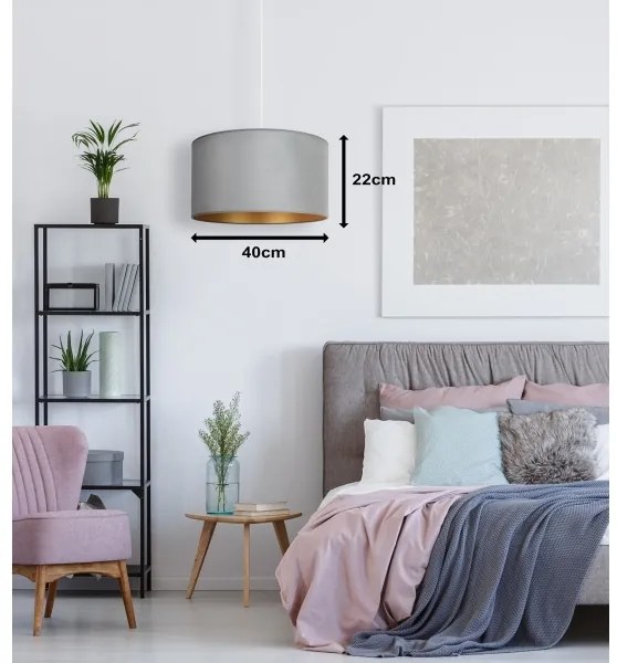 Duolla - Csillár zsinóron ROLLER 1xE27/15W/230V lámpa átm. 40 cm zöld/arany