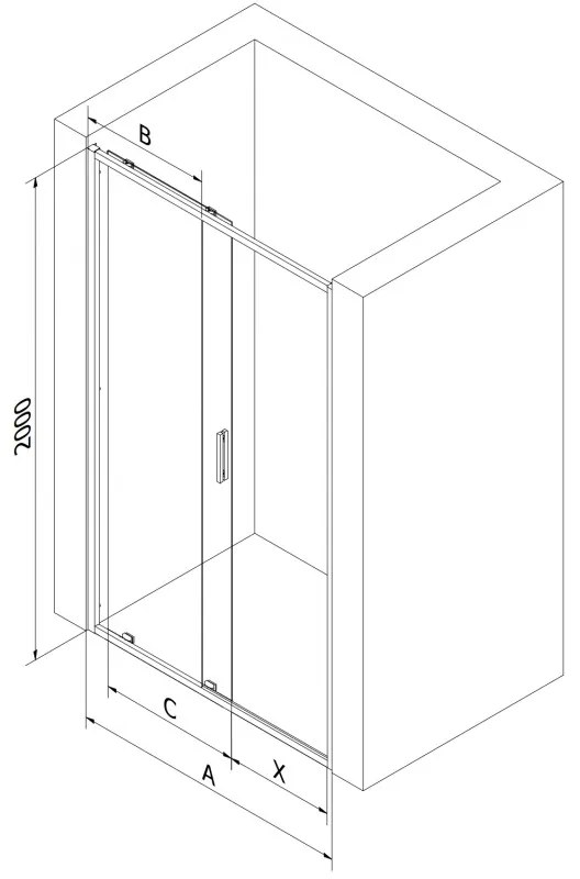 Mexen Exo, nyitható tolóajtó 100x200 cm, 6 mm átlátszó üveg, króm profil, 8151-100-000-01-00