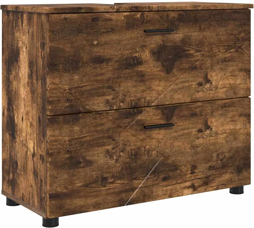 vidaXL Fürdőszoba Székény fiókkal Füstölt tölgy 76,5 x 35 x 64 cm