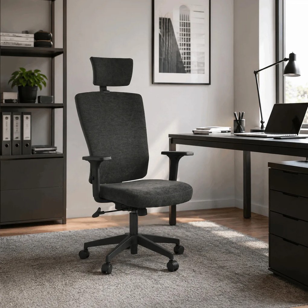 KA-W3137 fekete szövet irodai szék hinta mechanizmussal