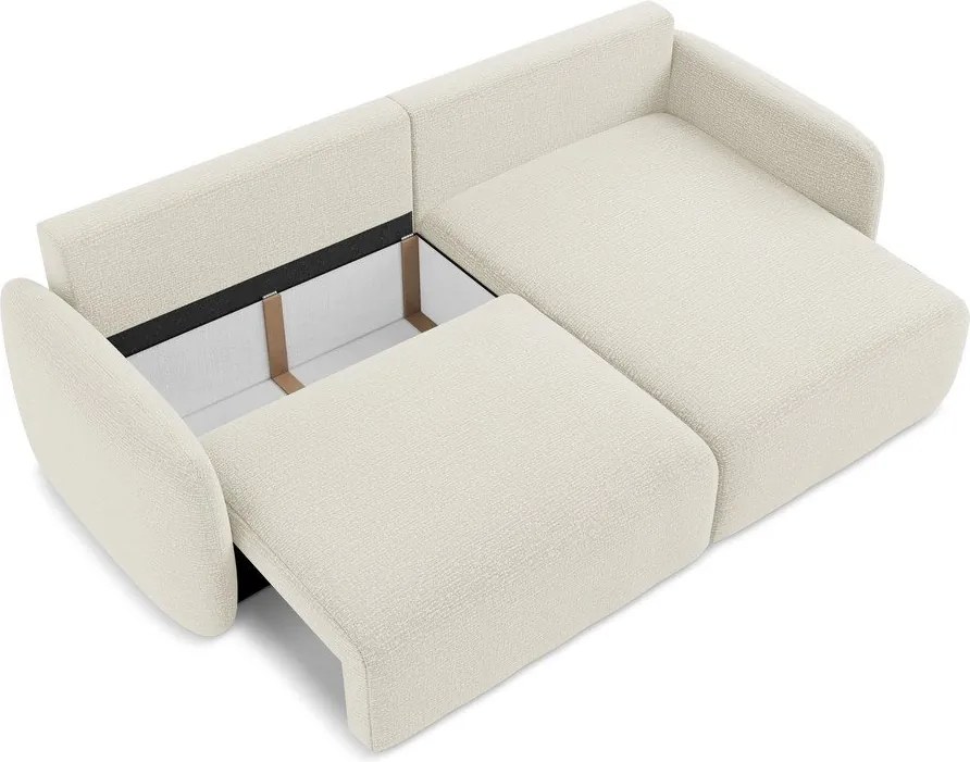Krémszínű kinyitható-tárolóhelyes sarokkanapé (jobb oldali) Kalena – Makamii