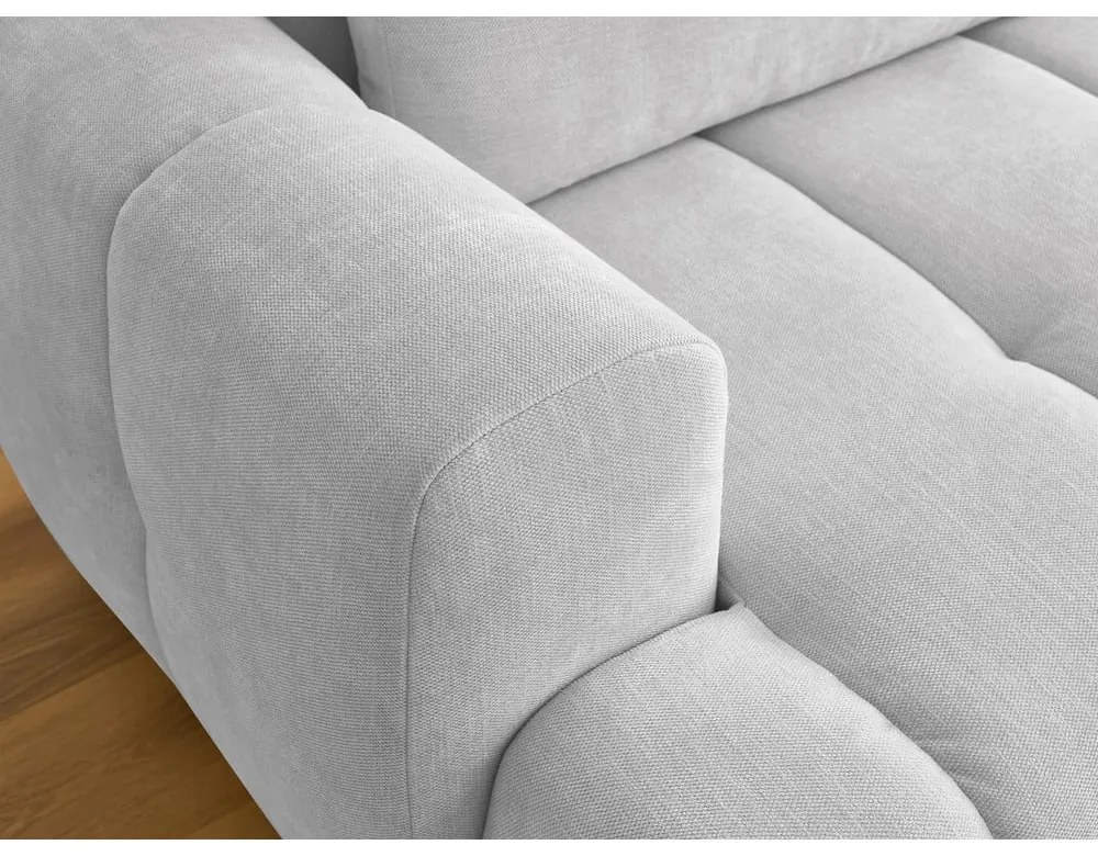 Világosszürke kinyitható-tárolóhelyes sarokkanapé (jobb oldali-heverő résszel) Fuji – Bobochic Paris