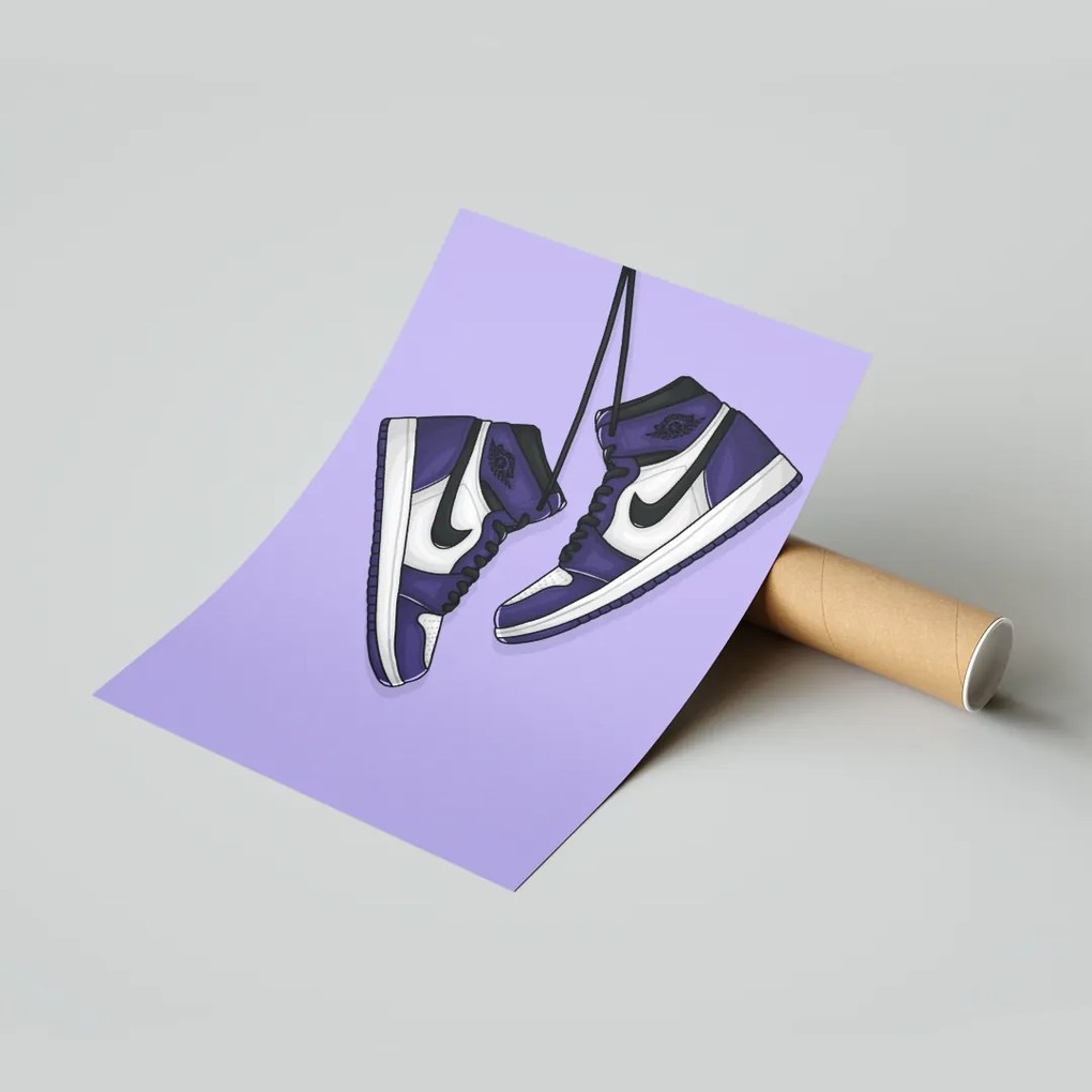 Nike Jordan 1 High Purple Streetwear poszter 50x70 Ajándék ötlet
