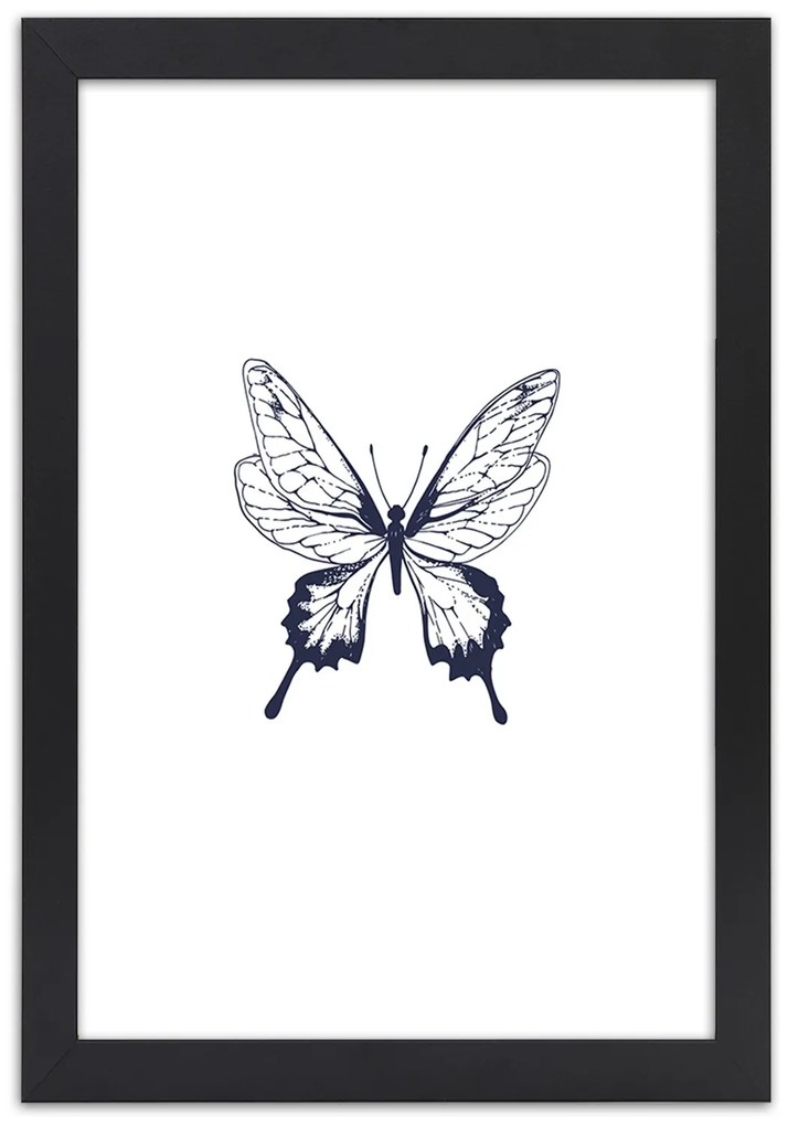 Gario Poszter rajzolt pillangó A keret színe: Fekete, Méret: 20 x 30 cm