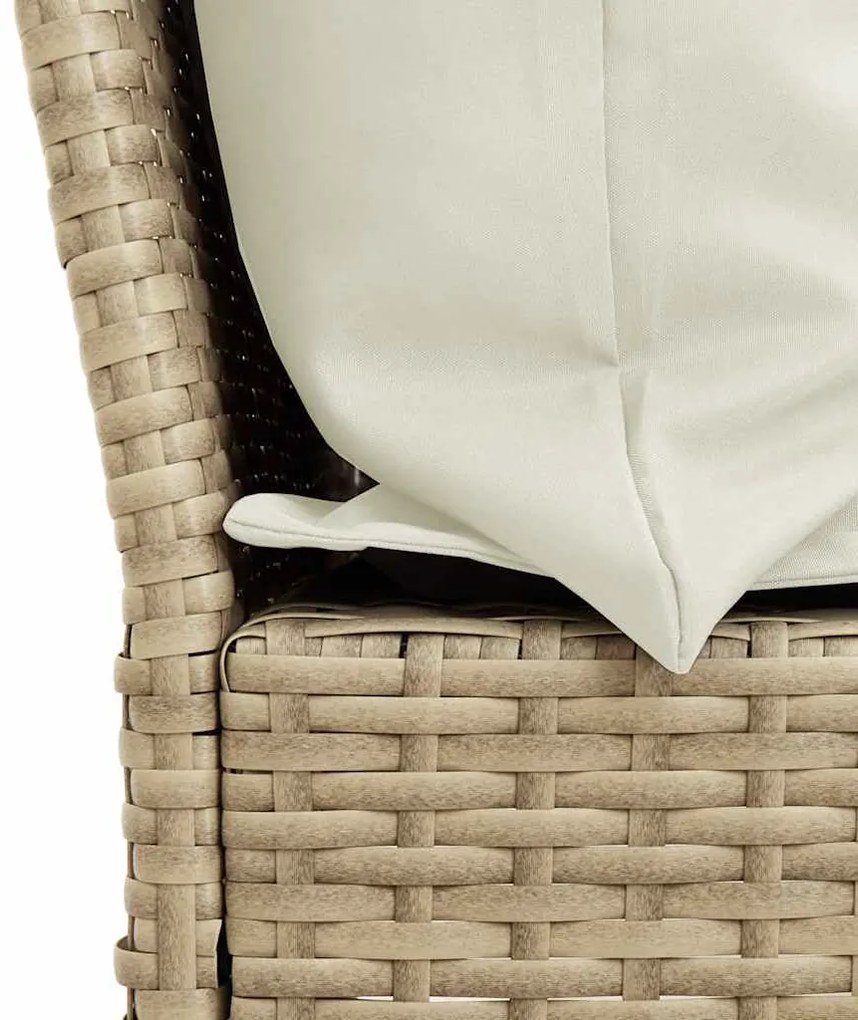 4 részes bézs polyrattan kerti ülőgarnitúra párnákkal L-alakú