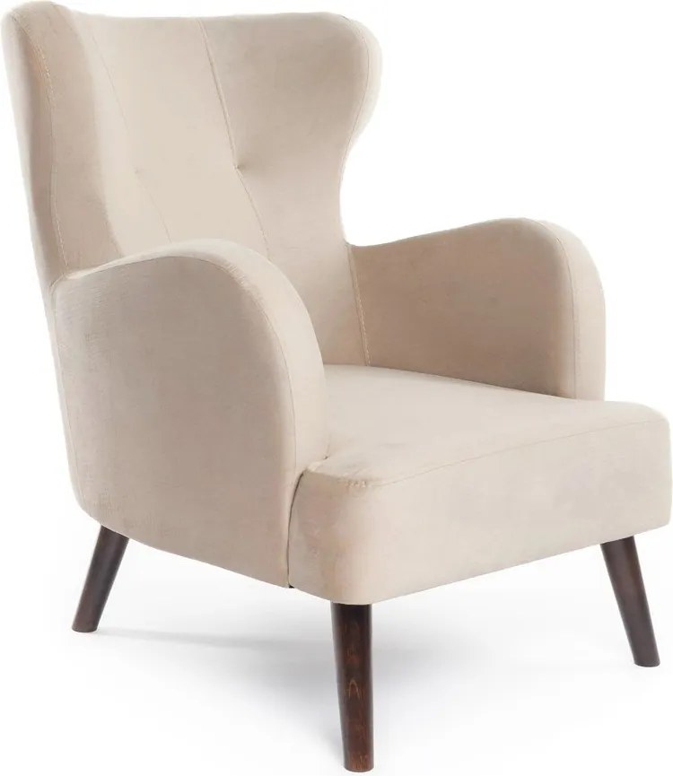 Bézs bársony füles fotel Noemye – Bonami Selection