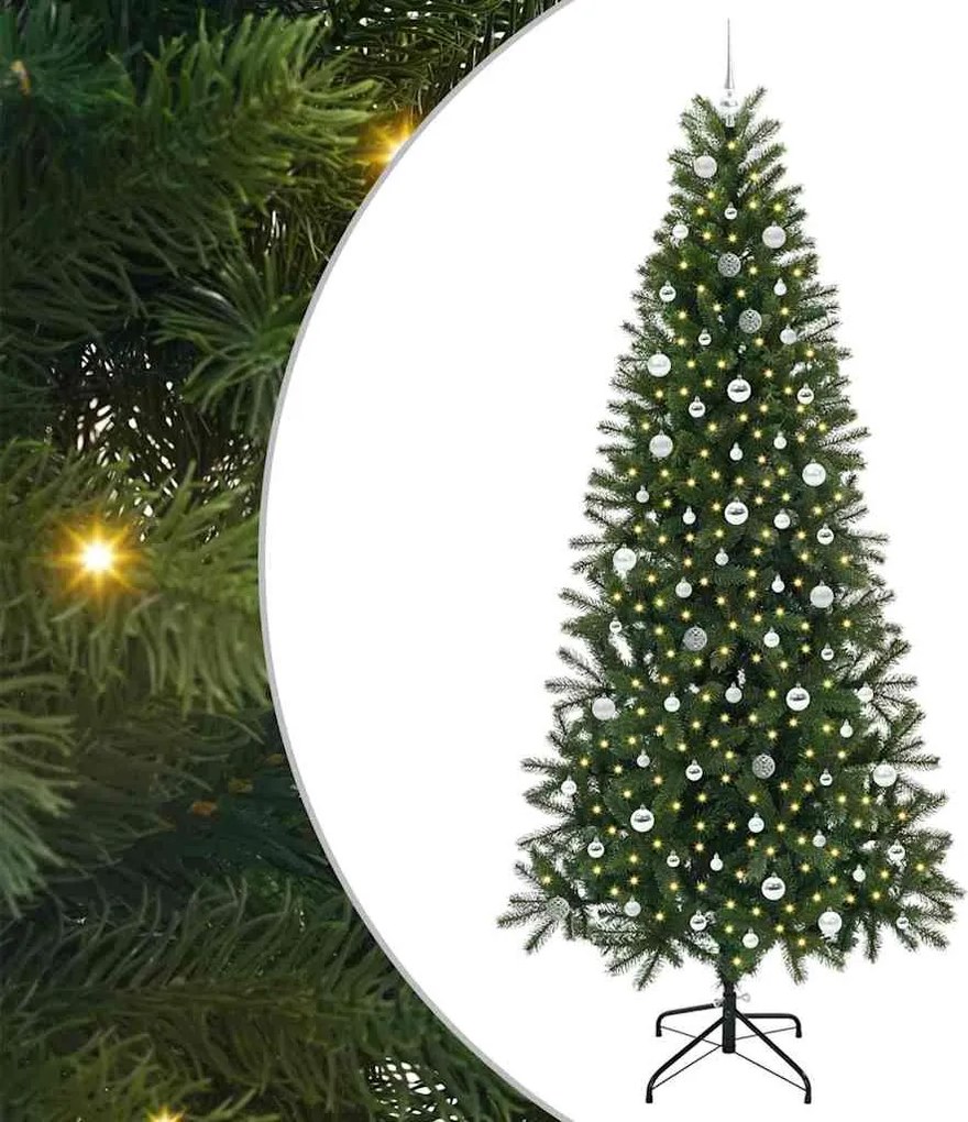 vidaXL Mű karácsonyfa 300 LED-del állvánnyal Zöld 240 cm PE és PVC