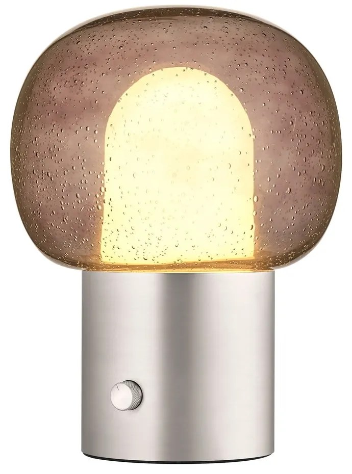 Ezüstszínű alumínium LED asztali lámpa üveg búrával (magasság 32 cm) Iris – Blomus