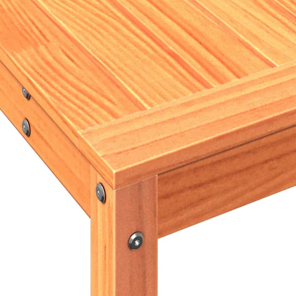 viaszbarna tömör fenyőfa ültetőasztal polccal 82,5 x 35 x 75 cm