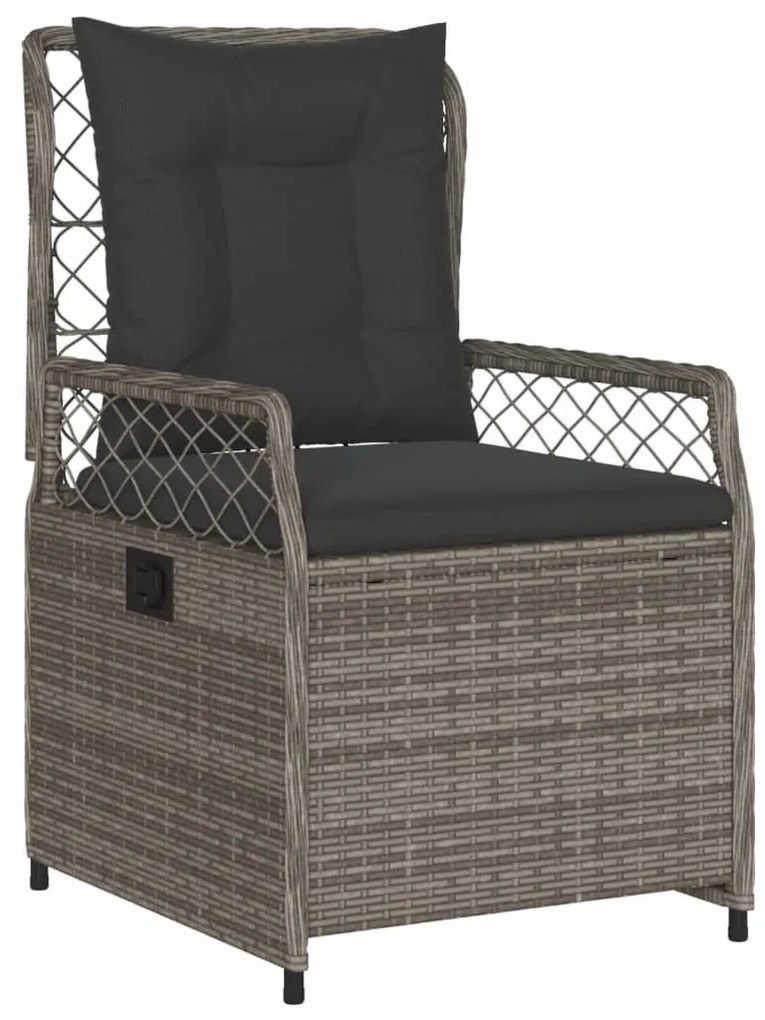 2 db szürke polyrattan dönthető kerti szék