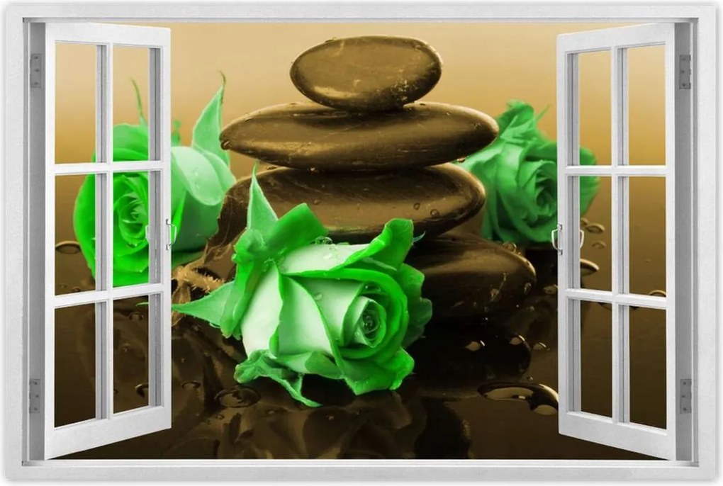 Poszter 60x40 Zöld rózsák bronzban