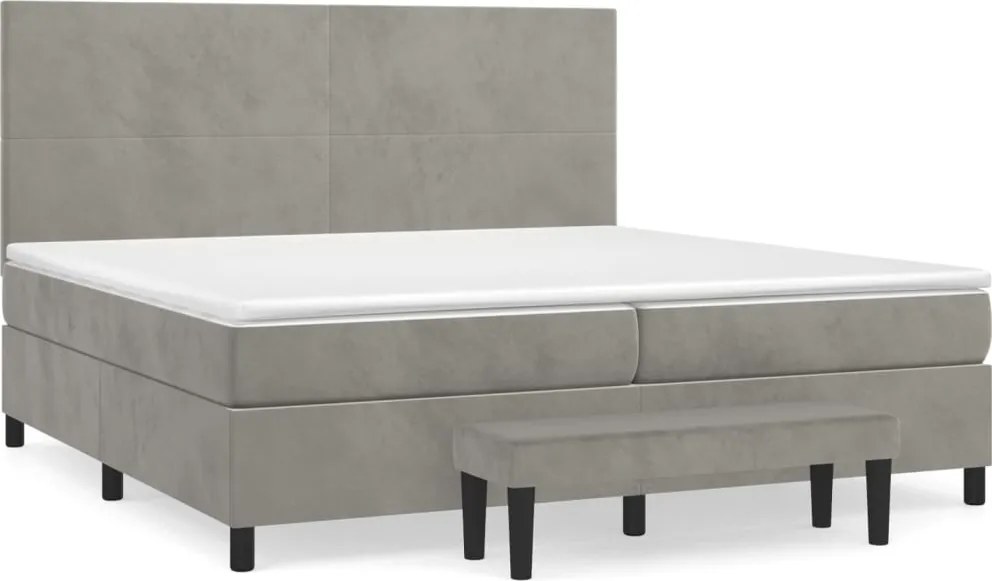 vidaXL világosszürke bársony rugós ágy matraccal 200x200 cm