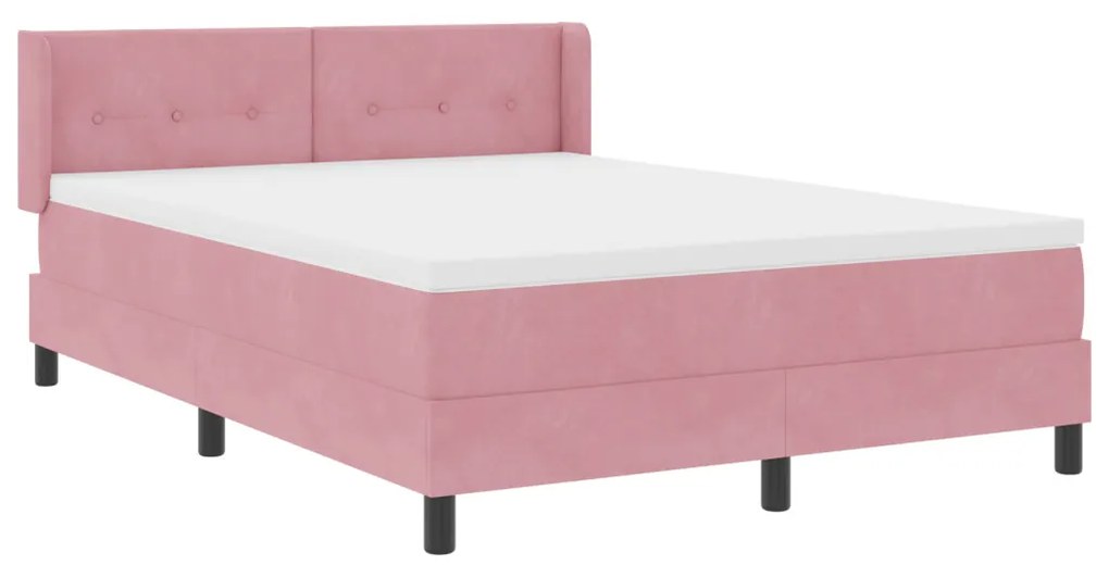 Boxspring Ágy Matraccal Rózsaszín 140x190 cm Bársonyos