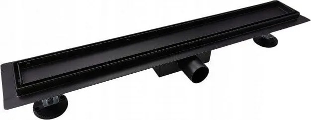 Padlóösszefolyó 120CM Fekete Alacsony Zuhany Szerelés 54MM A4H 2IN1