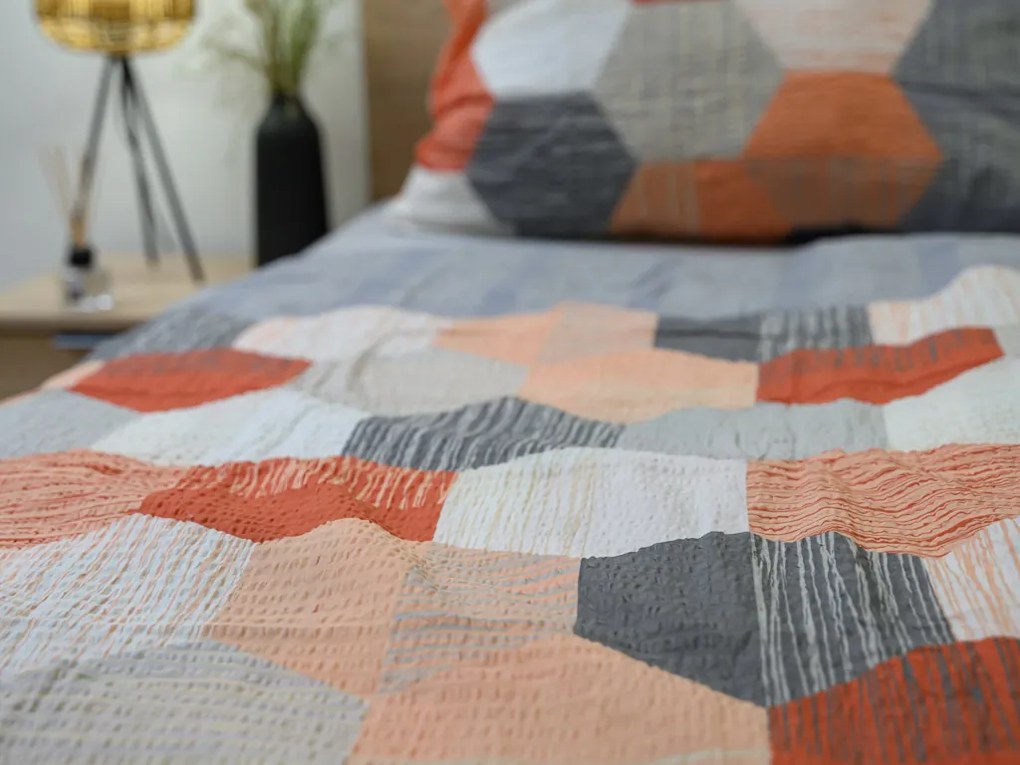 Renforcé pamutból készült krepp ágyneműhuzat HONEY COMB szürke Ágyneműhuzat mérete: 70 x 90 cm | 140 x 200 cm