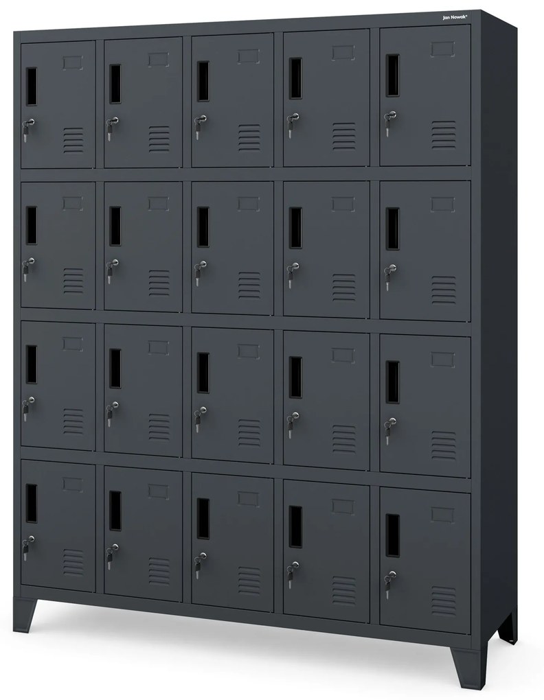 Fémszekrény, 20 rekeszes ROBERT, 1360 x 1720 x 450 mm, antracit színű