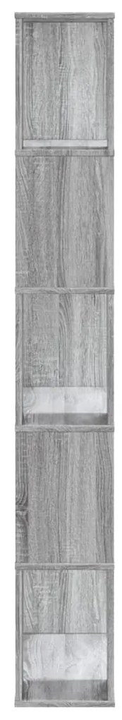 5 szintes szürke sonoma színű fa könyvespolc 80,5x23,5x162,5 cm
