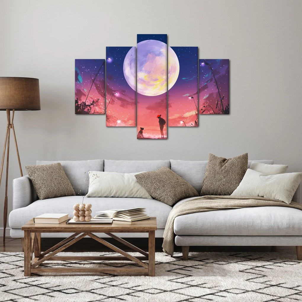 Kép - Nő és kutya teliholdkor (150x105 cm)