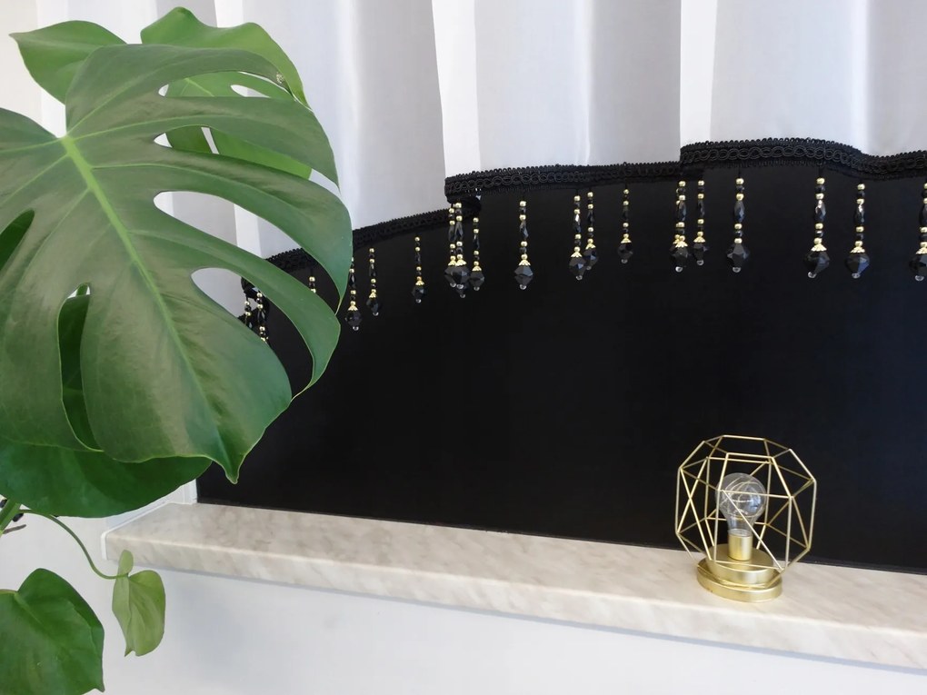 Mg Függöny Fátyol ív gyöngyök Fekete arany hosszú 400x155cm