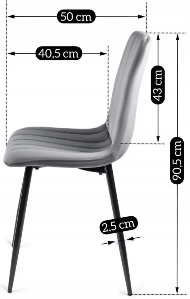 Étkezőszék Szürke Bársony Kárpittal IBIS
