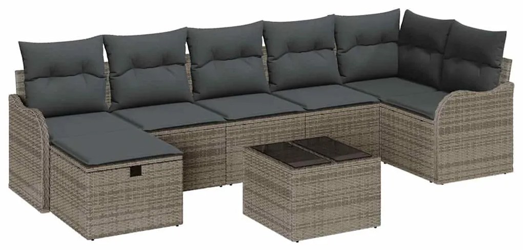 Kerti Kanapé Szett párnával 8 pcs Szürke 287.5 x 122.5 x 85 cm