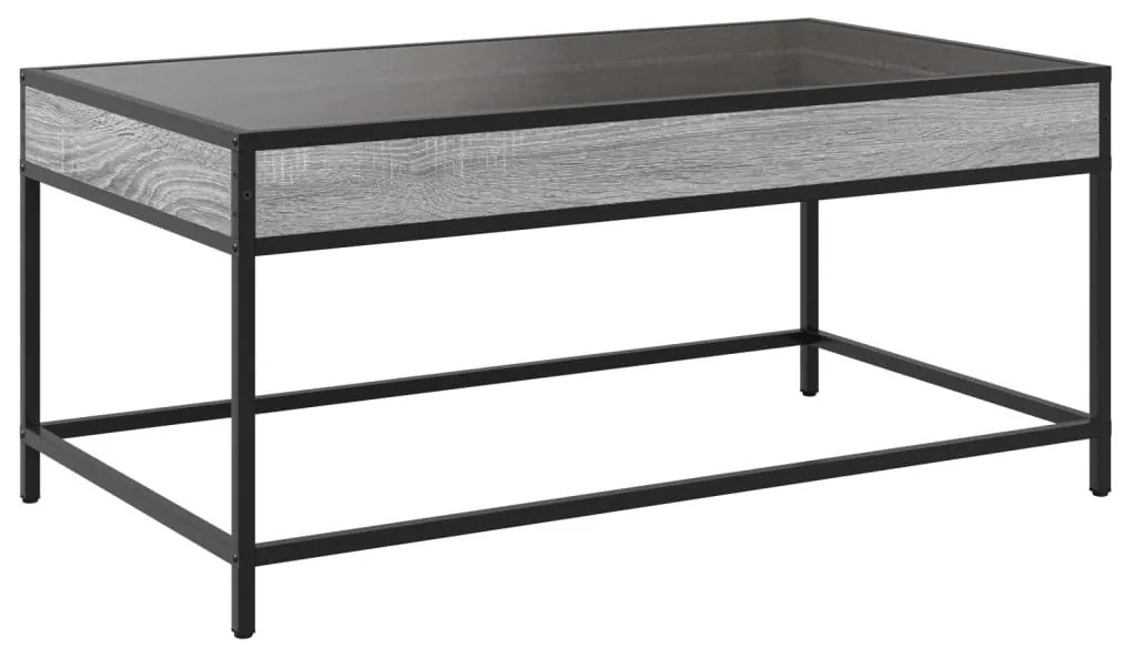szürke sonoma végtelen hatású LED-es dohányzóasztal 90x50x41 cm