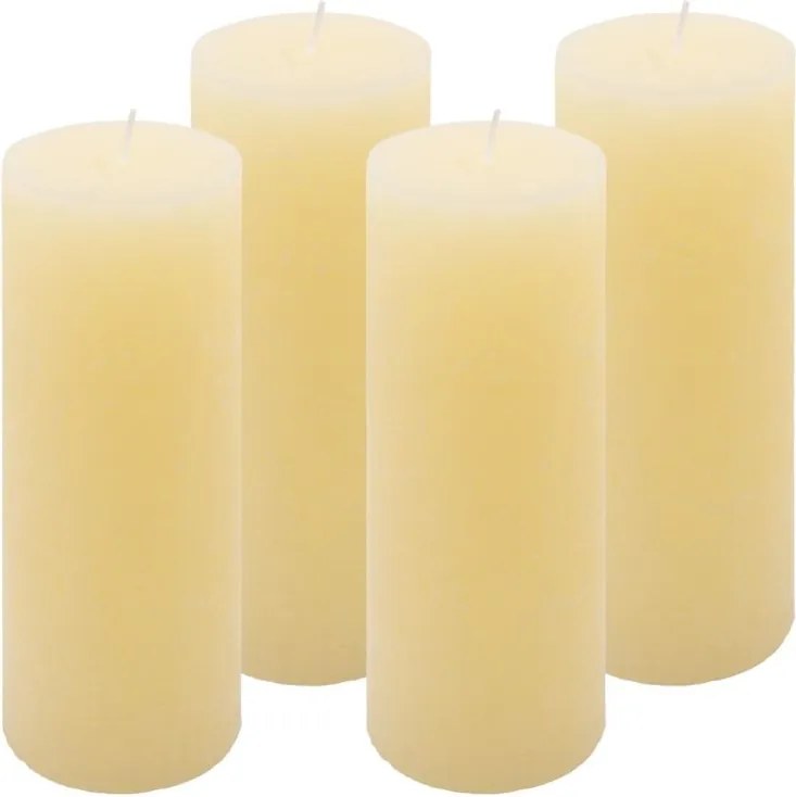 Rusztikus gyertya készlet 20 cm Ø 7,5 cm 4 db krém