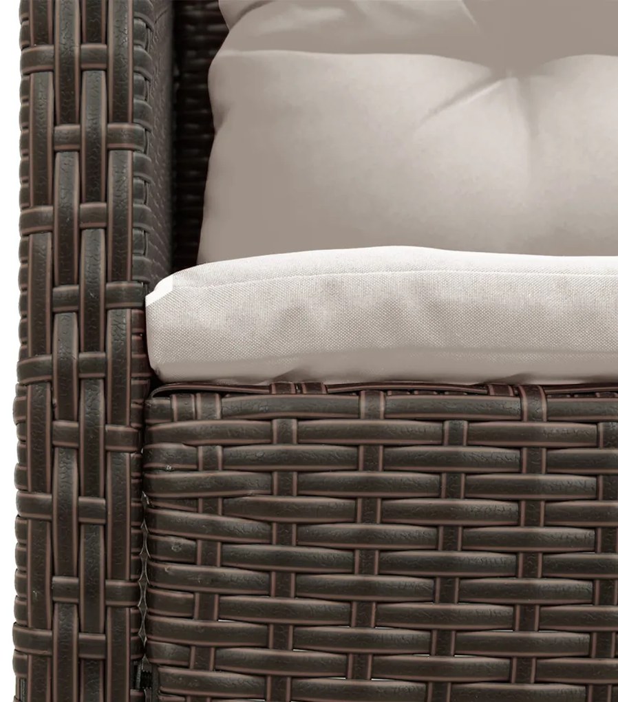 Kültéri Kanapé Szett Barna és Krém Rattan, Fa, Textil Közepes