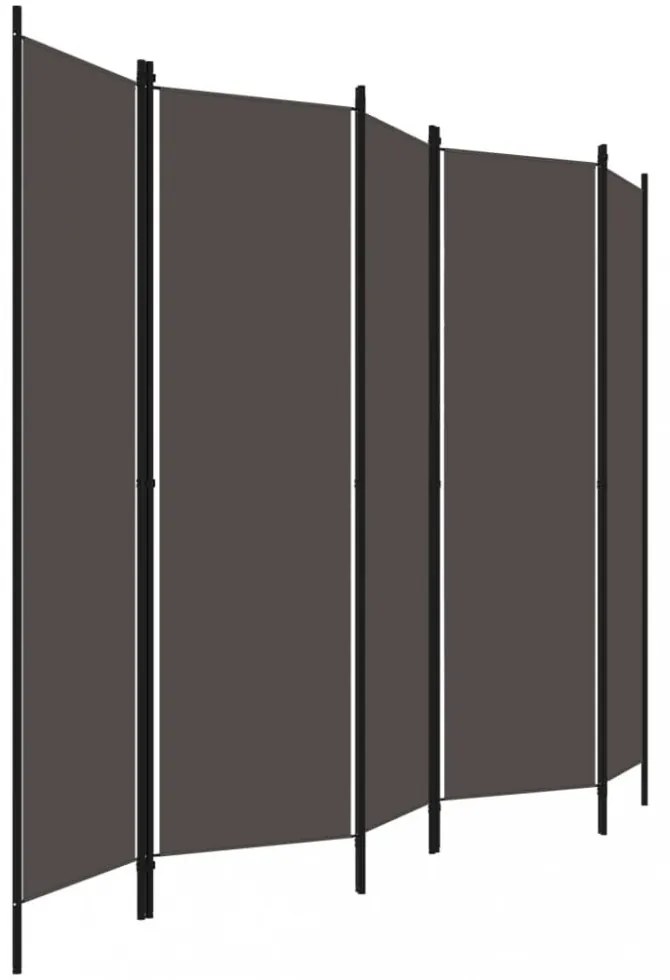 antracitszürke 5 paneles paraván 250 x 180 cm