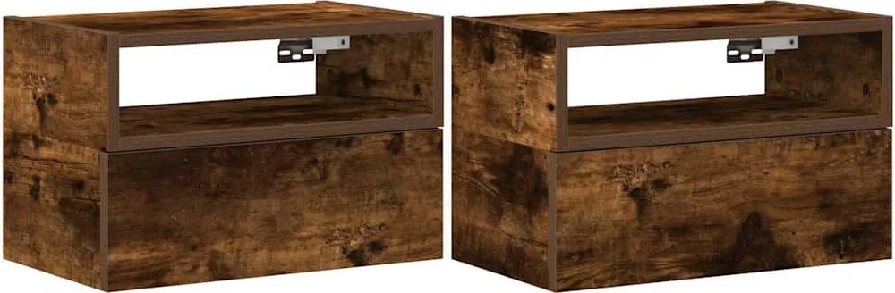 vidaXL 2db füstös tölgy színű fali éjjeliszekrény 45 x 26 x 28,5 cm