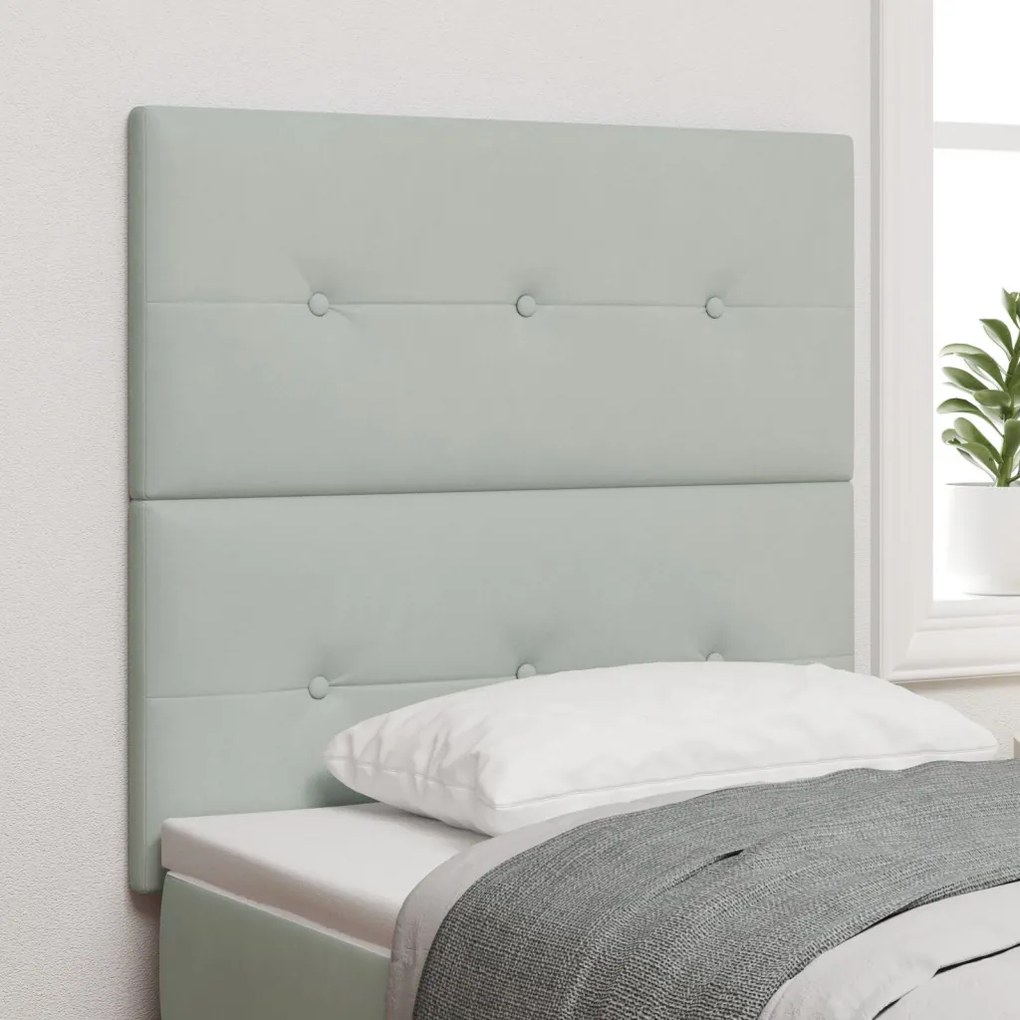 Fejtábla Gombos Tűzött Világosszürke 90 cm Bársony