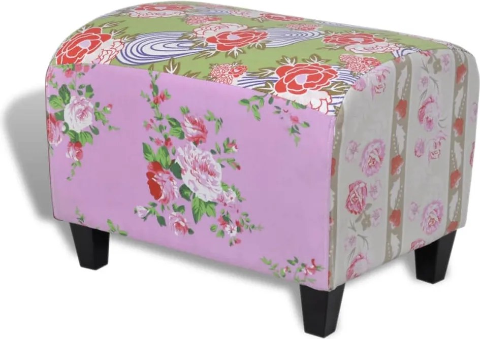 vidaXL Virágmintás patchwork lábzsámoly