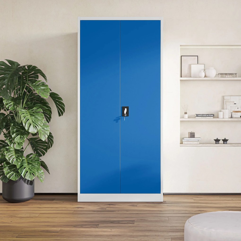 Fém iratszekrény JAN H, 900 x 1950 x 400 mm, szürke-kék