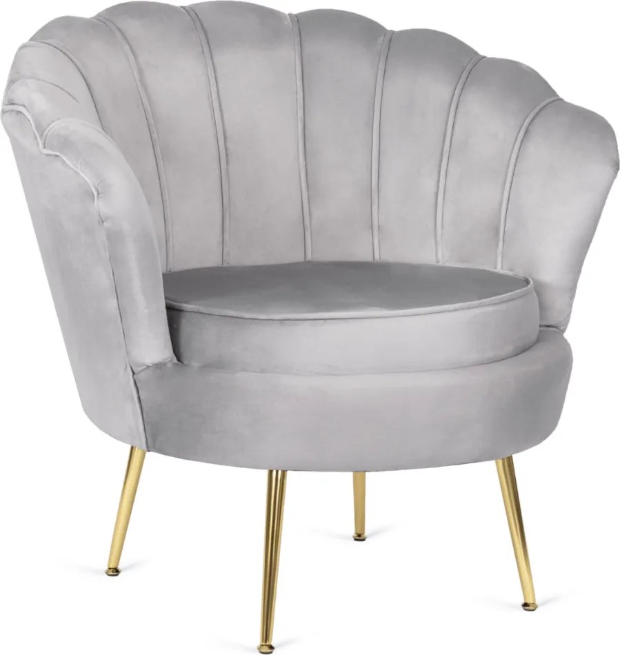 Fotel lábtartóval, szürke színben, velúr kárpittal GRAND