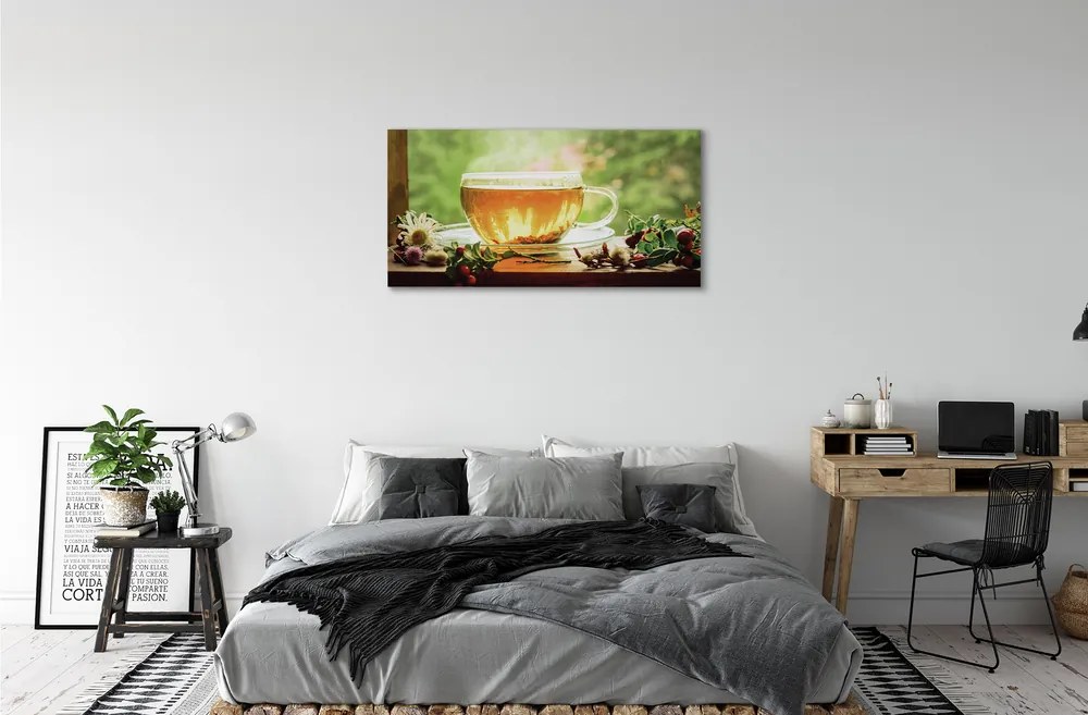 Canvas képek Forró tea gyógynövények 120x60 cm