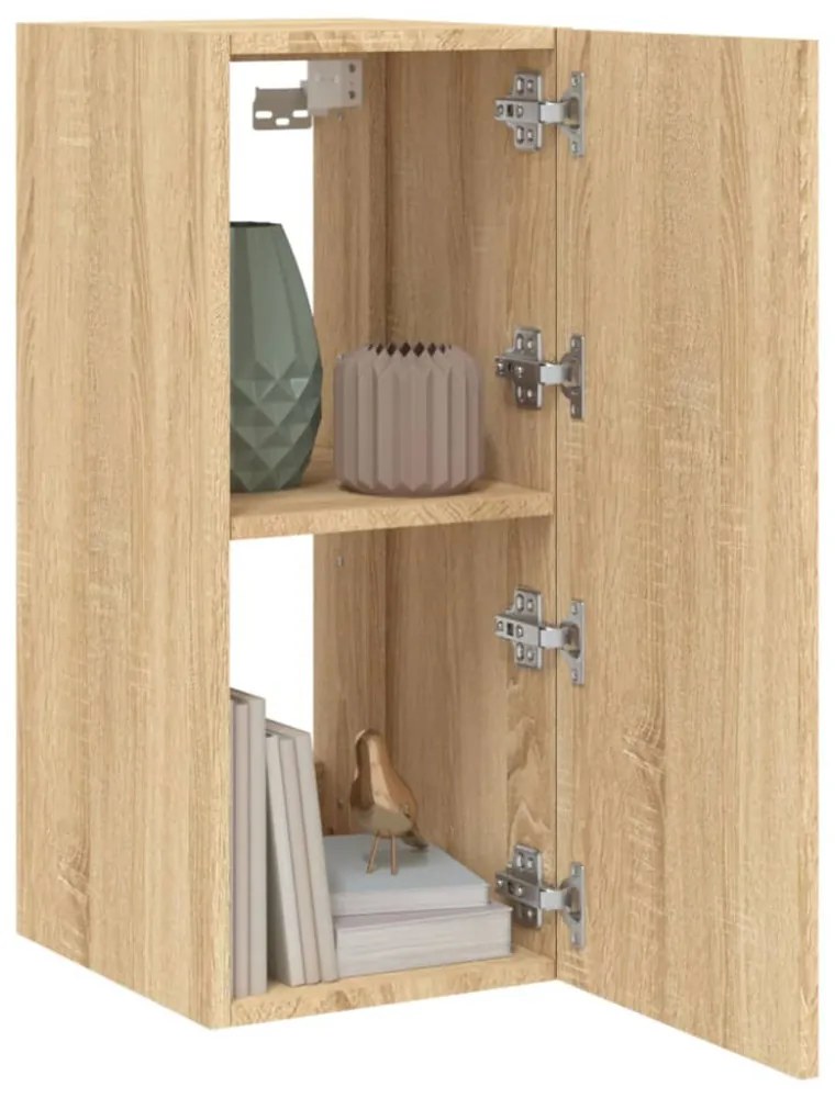 2 db sonoma tölgy színű fali TV-szekrény LED-del 30,5x35x70 cm